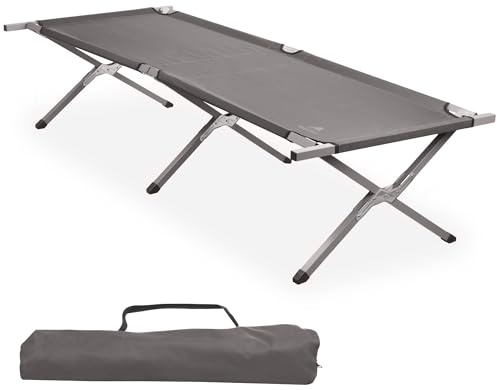 CampFeuer Fältsäng | grå | kan belastas upp till 200 kg | 210 x 82,5 x 45 cm | Campingsäng, solstol, stabil fältsoffa, trädgårdsstol med bärväska, fiskelöja, strandstol, hopfällbar stol, utomhusstol