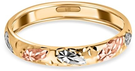 TJC Royal Bali 9ct Multi Colour Gold Wedding Band Ring for Women 5mm Size U