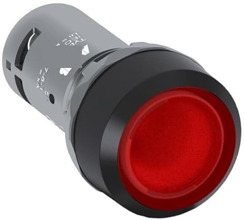 NURII 10 Piezas, pulsador Compacto, momentáneo, Empotrado, Rojo, CP1-11R-01 10103848 1SFA619100R1141, Iluminado, plástico Negro, 1 NC