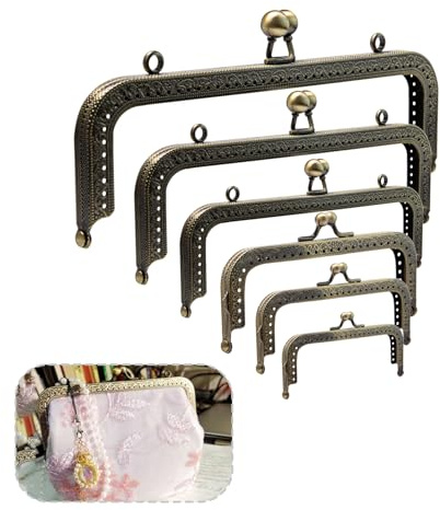 Rebanky 6 Piezas Cierres para Bolsos Vintage Boquillas Monederos Metalicas Bricolaje Fabricación de Monedero Boquillas para Monederos 20/18/15/12,5/10,5/8,5CM para Bricolaje