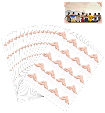 360 Stück/15 Blätter Fotoeckenaufkleber, Selbstklebende Bildecken für Scrapbooking Notizbücher Fotoalben Erinnerungsbücher Reisetagebücher (Roségold)