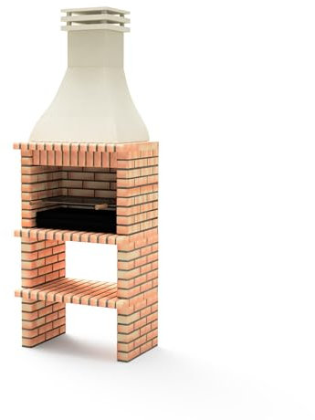 MOVELAR - Barbacoa de Obra Prefabricada para Leña y Carbón Modelo KHIVA PLUS CON PARRILLA (Naranja/Beige - 86,5 x 58 x 246 cm) REF: M01021 - Uso en Exteriores