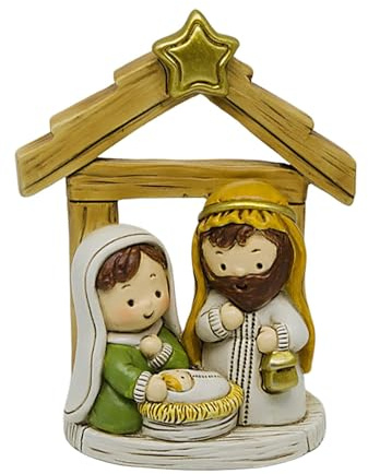 Julkrubba - helig familjefigur, liten krubba | miniatyrkrubba scen, litet krubbeset, Jesu Kristi trästall, färgglada små människor krubba set och
