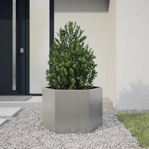 LAPOOH Pflanzkübel Sechseckig 69x60x45 Edelstahl, Blumentopf Gross, Blumenkasten Balkon, übertopf, Pflanzkasten, Flowerpot, Kräuterbeet Für Die Küche, Vertikalbeet - 851126