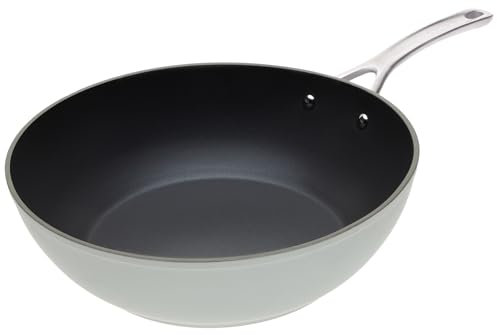 Laura Ashley 30cm Induction Wok Non Stick - Stylish BPA, PFOA-Free Forged Aluminium Deep Frying Pan - Oven & Dishwasher Safe Wok Pan - 10 Years Guarantee - Multi-Hob Compatible - Sage Leaf