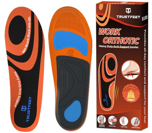 Trustfeet Work Insoles for Standing All Day, Arch Support Work Orthotic Insoles for Anti Fatigue Relieve Foot Pain, Plantar Fasciitis,Work Boot Arch Support Shoes Inserts for Man Women-XL