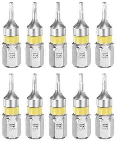 QUARKZMAN 10pz Punte Cacciavite Torx T6H 1/4 Attacco Esagonale 25mm/1 Lunghezza Stelle Magnetiche a 6 Punti Testa Esagonale Punte in Acciaio S2 Cacciavite Elettrico con Foro Testa Torx