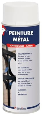 Metaltop - Peinture Metal - Ivoire - Ton pierre - RAL 1015 - Bombe 400 ml - Protection antirouille durable pour surfaces métalliques