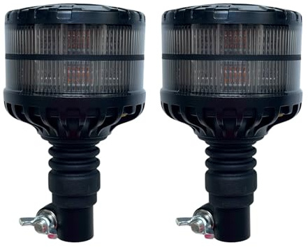 MelTruck 2x LED Warnleuchte mit 2 Leuchtmodi orange amber Rundumleuchte 12V 24V E9 Ø110mm