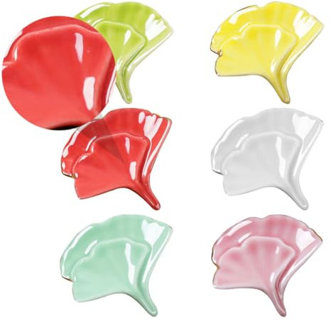 ABOOFAN Bunte Ginkgo-Essstäbchen Halter Tisch Besteck Lichtschwert Tablett Geschirr werkzeugträger messerbänkchen Simulation hinterlässt Essstäbchenreste Essstäbchenablagen in Ginkgo-Form