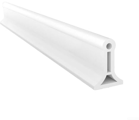 HomeVortex Tira de tapón de agua de umbral de ducha de 2 m, barrera impermeable de goma flexible TPE para baño, cocina, fregadero, inodoro, sellador de suelo, blanco, negro, gris (blanco)