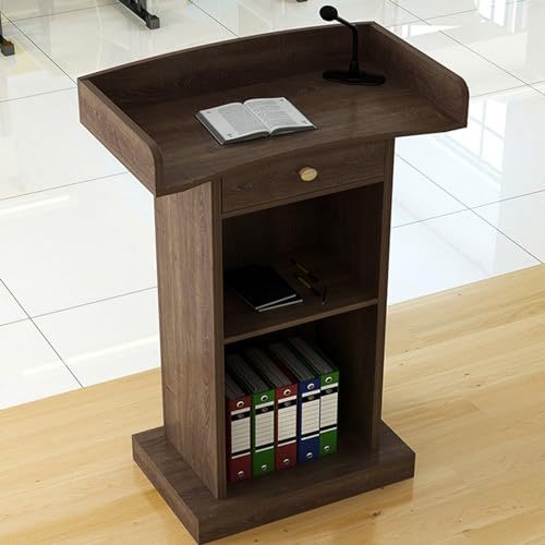 Rednerpult aus Holz mit geräumigen Schubladen, ideal für Kirchen, Klassenzimmer, Schulen, Hotels und Konferenzräume, stilvoller brauner Ständer für Präsentationen und Veranstaltungen