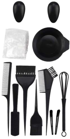 TOPPERFUN Kit de Coloration Capillaire 12 Pièces Pinceau, Bol, Protège-oreilles Résistants la Chaleur, Antistatique, Réutilisables pour Usage Professionnel et Domestique, Types de Cheveux