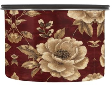 Quteprint Stainless Steel Coffee Storage Containers with Airtight Lid, Retro Floral Chrysanthemum 30oz Food Storage Container Kitchen Canister for Tea, Coffee Beans, Ground, Sugar Storage