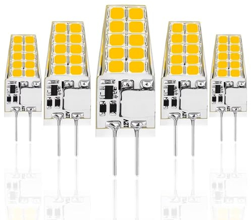 Xinwanhong G4 LED Lampe 5W, LED Birnen G4 Kaltes Weiß 6500K, Ersatz für 50W Halogenlampen, 500LM, 12V AC/DC, LED Stifsockellampen, Kein Flackern Nicht Dimmbar, 5er Pack