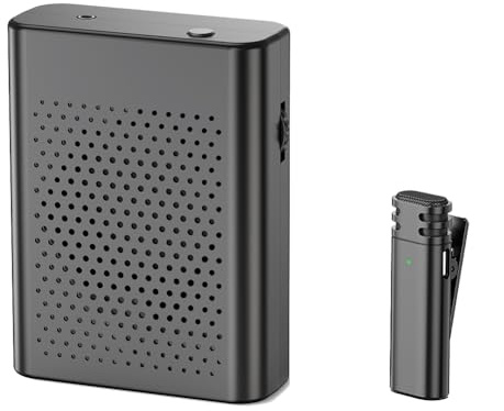 Janasiba Amplificador de Voz Inalámbrico con Micrófono de Solapa Inalámbrico, Altavoz Portátil para Profesores, Streaming, Aulas y Reuniones.