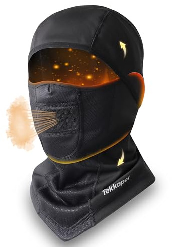 tekkapoi Sturmhaube Balaclava Winter Herren Damen Skimaske Thermo Winddicht Warm Sturmhaube für Skifahren Fahrrad Motorrad Radfahren Ski Mask Sturmmaske Atmungsaktive Balaklava Sturmhauben Schwarz