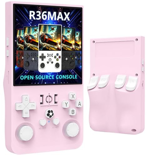Console Di Gioco Portatile Retrò R36-Max, Sistema Linux Open Source, Batteria Da 30 Emulatori Da 2W Giochi Da 4000mAh, Console Portatile Con Schermo IPS Da 3,5 Pollici-Pink||128GB