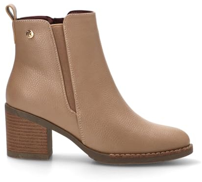 Etika Botines de Plataforma y Tacón Alto para Mujer, Botín de Punta Cuadrada Estilo Calcetín con Tacón Ancho de 6,5cm, Modelo 11051 Taupe - 41