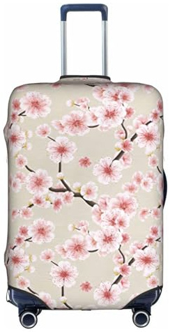WYCZHY Grande housse de valise avec fermeture éclair - Motif fleurs de cerisier rose - Protège les bagages pendant le voyage, blanc, XL