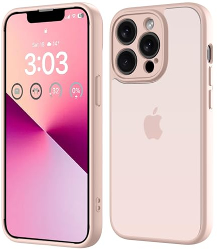 ORDA für iPhone 13 Pro Hülle 6,1, Vollständiger Kameraschutz Stoßfest Case Kratzfest Transluzente Rückseite Schutzhülle, Anti-Fingerabdruck Matt Handyhülle für iPhone 13 Pro (Rosa)