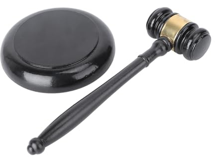 CLISPEED Marteau De Juge Bois avec Socle Marteau pour Vente Aux Enchères Noir Jouet De Rôle Simple
