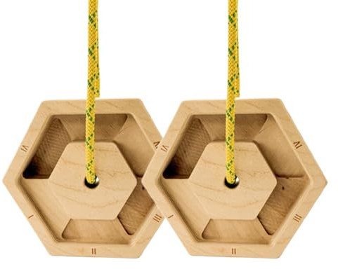 Fingertrainer, sechseckiger Holztrainer für Klettern und Heimtraining, tragbares Hangboard mit Grifftrainingslöchern, Handstärker für Fitness, Fitnessstudio, Übung und Fingerausdauer, 15 x 13 x 3 cm