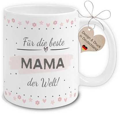 Maus-Design Tasse Für die beste Mama der Welt | liebevolles Geschenk zum Geburtstag oder Muttertag oder Weihnachten für Mama | Handmade in Deutschland