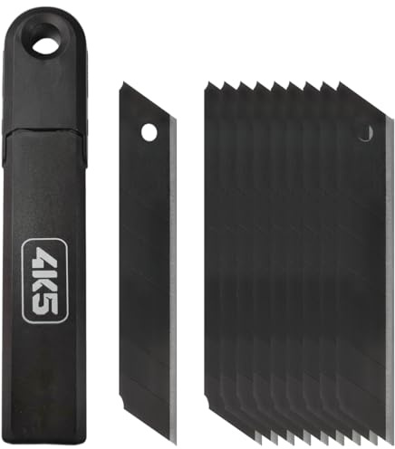 4K5 10 SK2 Ersatzklingen für Cuttermesser, 25 mm Klingenbreite | CB 25 B, Abbrechklingen in Parallelogrammform, 6 Abbrechsegmente, Carbon-beschichtet