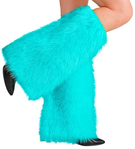 TrendandStylez Plüsch Beinstulpen in 9 Farben – Flauschige Beinwärmer Stulpen für Damen, Kostüm Zubehör für Karneval, Fasching, 80er 90er Jahre Party, Rave & Festival Outfits