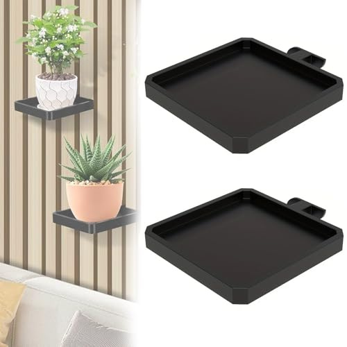 2 Soporte para Plantas y Bandejas para Panel Acústico, Accesorios para Panel Acústico Sin Taladrar, Adecuado para Paredes Decorativas para Plantas, Flores y Adornos