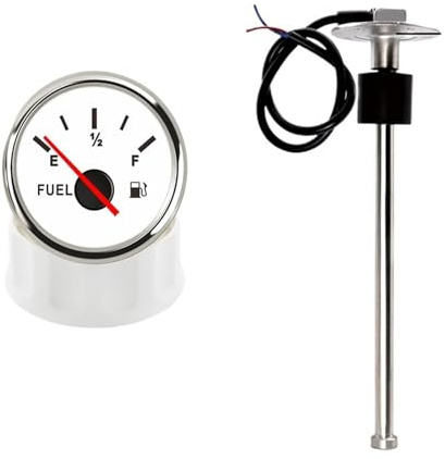 Indicador de nivel de combustible de 0~190 Ohm/240-33ohm, barco marino con Sensor de nivel de combustible, luz trasera roja, instrumento puntero Digital Salida estable(240-33ohm,Gauge 350mm sensor)