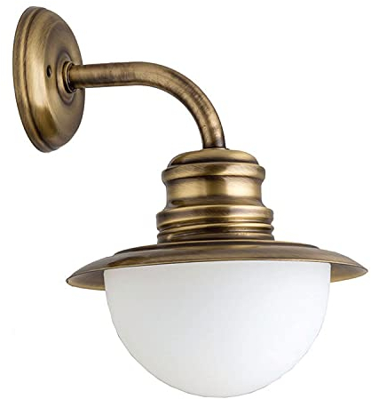 Licht-Erlebnisse Messing Wandlampe IP23 Maritim wetterfest PELLA Antike Hoflampe außen Terrasse Haus Hof Haustür
