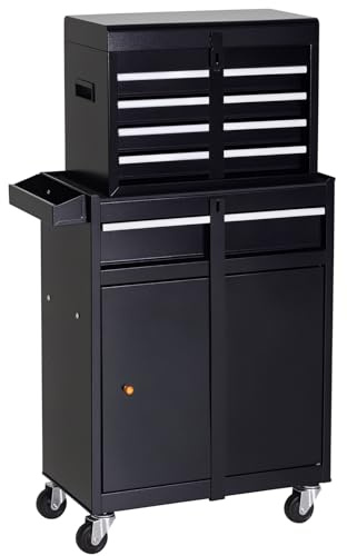 DURHAND Werkstattwagen Werkzeugschrank Werkzeugkasten mit 5 Schubladen 360°-Rollen Metall 60 x 28 x 104,5 cm