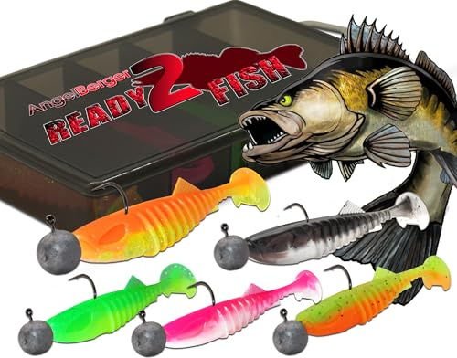 Ready2Fish Shockwave Shad mit Box Gummifisch Set mit Box Kunstköder