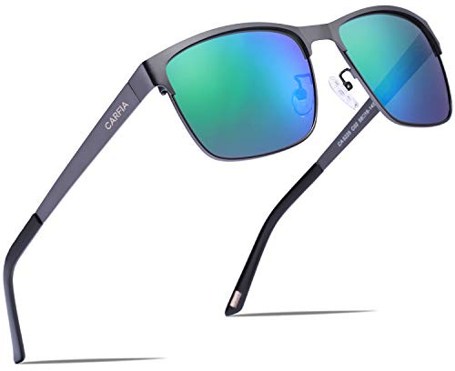 CARFIA Polarisierte Herren Sonnenbrille Metallrahmen UV 400 Fahrerbrille | Guter UV-Schutz, Sportbrille, Kategorie 3 Linse, Verstellbare Nasenpads, Nicht Drücken, Nickelfreie Metall, Stylisches Design