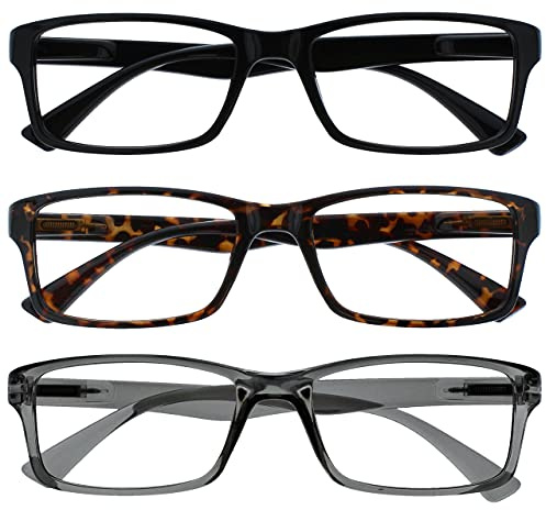 OPULIZE PEP Klassische Lesebrille für Damen und Herren, rechteckiger Rahmen mit Federscharnieren, 4er-Pack and 5er-Pack