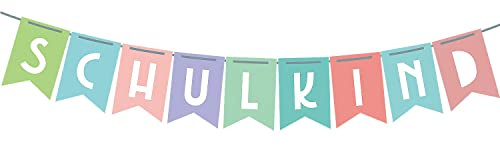Oblique Unique® Schulkind Girlande – Wunderschöne Hänge Deko für Schuleinführung und Einschulung. Dekorationsbanner für Jungs und Mädchen zur Feier des ersten Schultages und zum Schulanfang