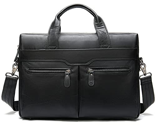 Businesstasche Aktentasche Männer Handtasche, Männer 14inch Laptop-Aktenkoffer Vintage-Rindsleder Schultertasche Reisen Arbeit Bussiness Umhängetasche Messenger-Taschen-Tasche Jungen Messenger Schulte