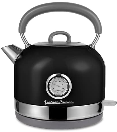 HERVIDOR ELÉCTRICO RETRO CON TERMÓMETRO DE COCINA VINTAGE (Black)