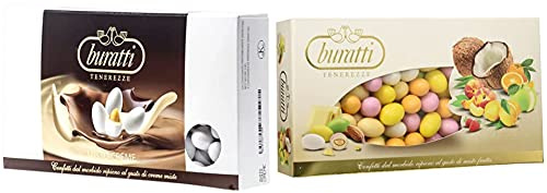 Buratti Confetti Con Ripieno Al Gusto Di Creme Miste, Tenerezze Misto Creme - 1000 G & Con Ripieno Alla Frutta, Gusti Assortiti, Tenerezze Misto Frutta Colorati - 1000 G
