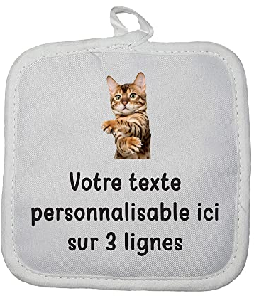 Manique Gant de Cuisine Pictogramme Bengal avec Texte Personnalisable