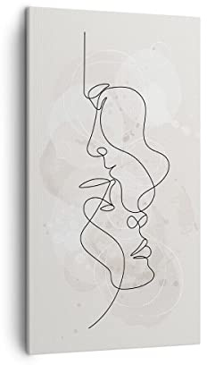 Leinwandbild 45x80 cm Wandbild Menschen Kunst - 4629 | Einzel Linie Mann Vertikal Klein Wanddekoration Wohnzimmer Schlafzimmer Wandkunst Wanddeko Wand Kunstdruck Küche ARTTOR