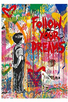 YTITILUCK Banksy Graffiti Street Art Leinwand Gemälde Follow Your Dreams Poster Wandkunst für Wohnzimmer Wohnkultur Wandbild 40X60cm(16x24in) Innenrahmen