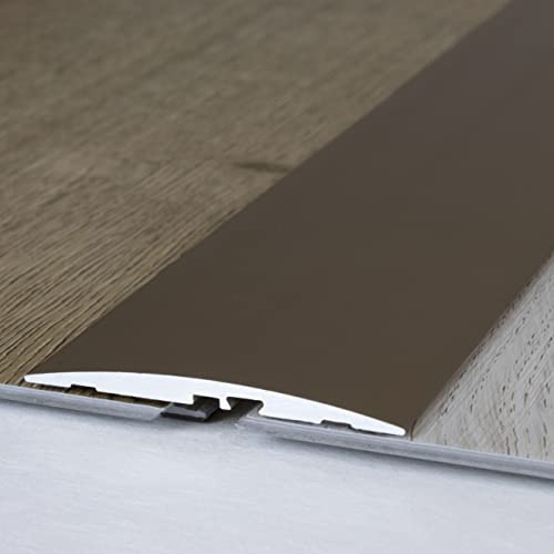PROVISTON | Übergangsprofil | Aluminium eloxiert | Bronze Hell | Breite 58 mm | Höhe 4 mm | Länge 1000 mm | Selbstklebend | Übergangsschiene | Übergangsleiste | Bodenprofil | Abdeckleiste | 1 Stück