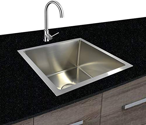 Omeere 45x44 Einbauspüle Edelstahl 304 Materialdicke 0,8 mm Spülbecken Spüle Küchenspüle eckig 1 Becken Unterbauspüle