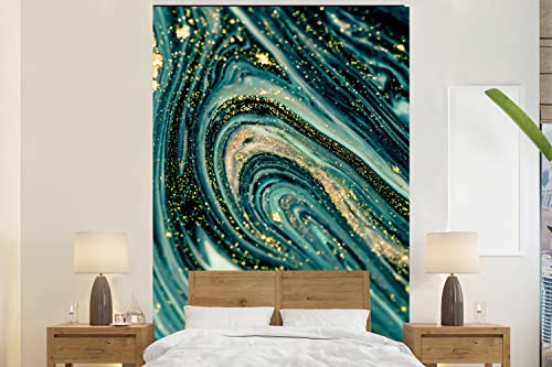 Selbstklebend Tapete Wandpapier Wandaufkleber Fototapete Tapeten Wanddeko 200x300 cm Marmoroptik - Luxus - Gold - Türkis - Glitzer