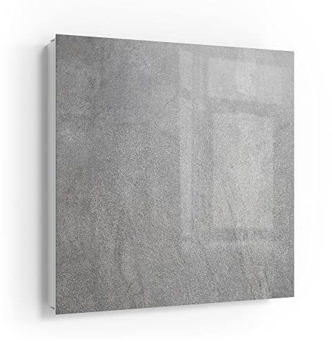 DEQORI Schlüsselkasten weiß | 30x30 cm | Motiv Verputzte Steinmauer | Glas & Metall Schlüssel-Box | Schlüsselschrank mit 50 Haken + 2 Magnete | Moderne Design Box magnetisch & beschreibbar