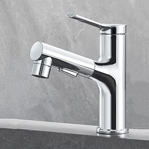 ZYCDP Wasserhahn Waschbecken Ausziehbar, Mischbatterie Waschbecken für Heißes und Kaltes Wasser, Waschtischarmatur mit 3 Strahlarten Armatur, Einhebelmischer Badarmatur, Chrom