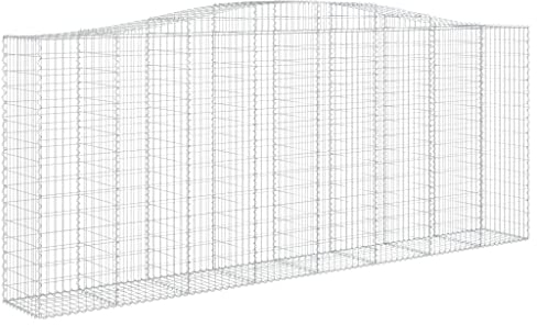 vidaXL Gabione mit Hochbogen 9 STK., Steinkorb Drahtkorb Dekorativ, Gabionenkörbe Verstärkte Gabionenhaken, Gabionenwand Gabionen Zaun Garten, Verzinktes Eisen